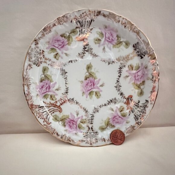 Antique Pink Rose Porcelain Trivet Plate - Picture 8 of 8